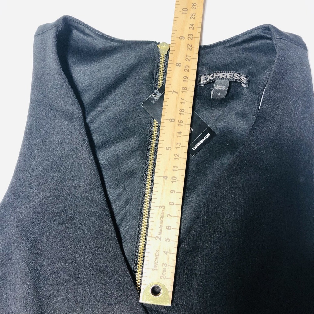 Express Womens 4 Black Cutout Stretch Cocktail Dress A Line Crossover 8410-058 - Picture 11 of 12